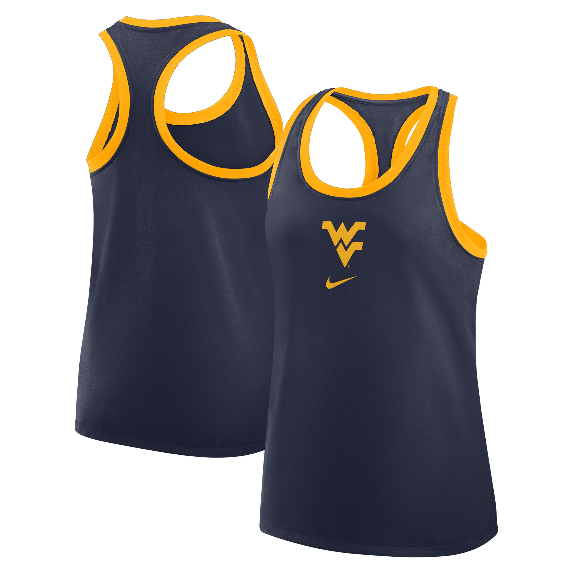 Women's Nike Navy West Virginia Mountaineers Primetime Tri-Blend Racerback Tank Top | Fanatics
