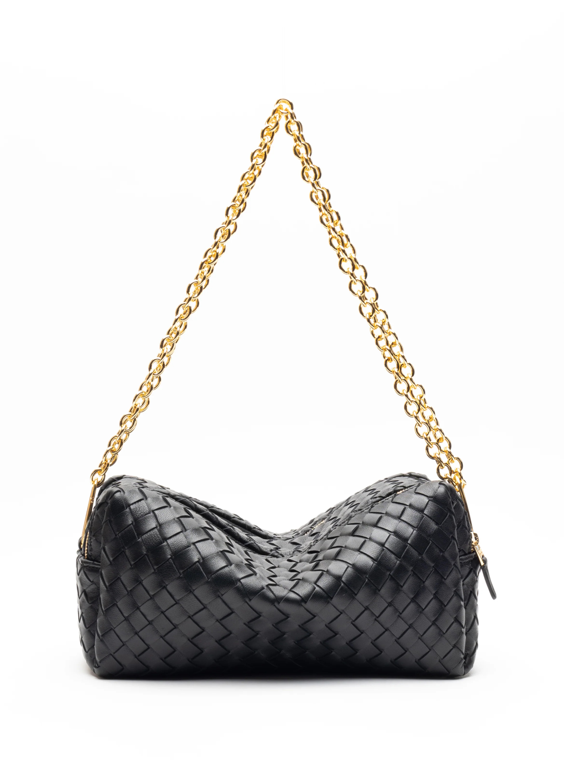 Trousse Chain Woven Leather Black - Summer Woven Bag - Elleme | Elleme