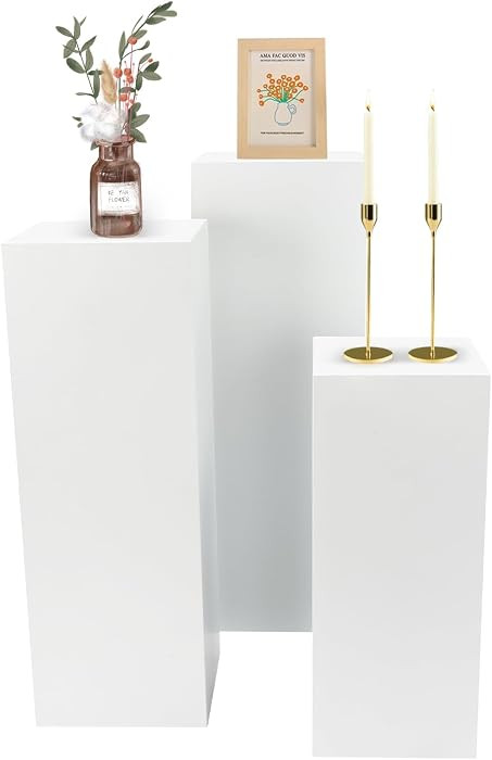 3PCs Metal Pedestal Stand,White Display Stands Pillars Square Wedding Pedestal Stand Flower Displ... | Amazon (US)