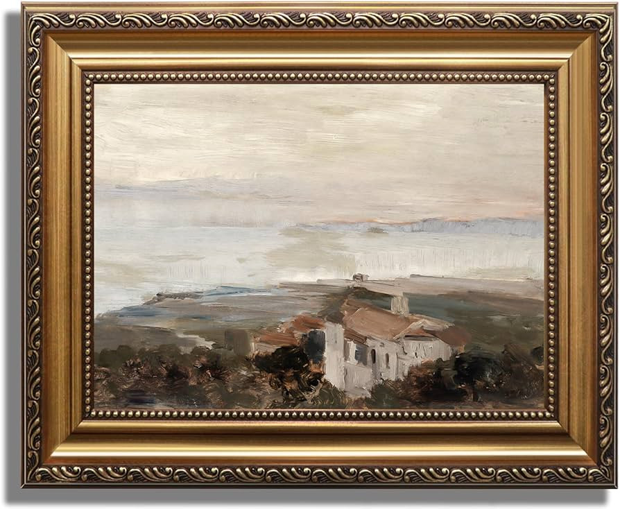 KBKBART Vintage Framed Wall Art for Living Room, Retro Muted European Coastal Prints Painting, Ne... | Amazon (US)