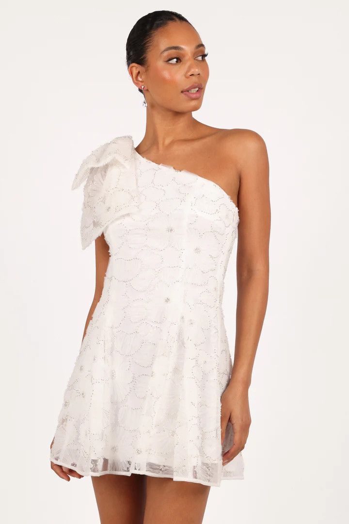 Ashly Off Shoulder Mini Dress - White | Petal & Pup (US)