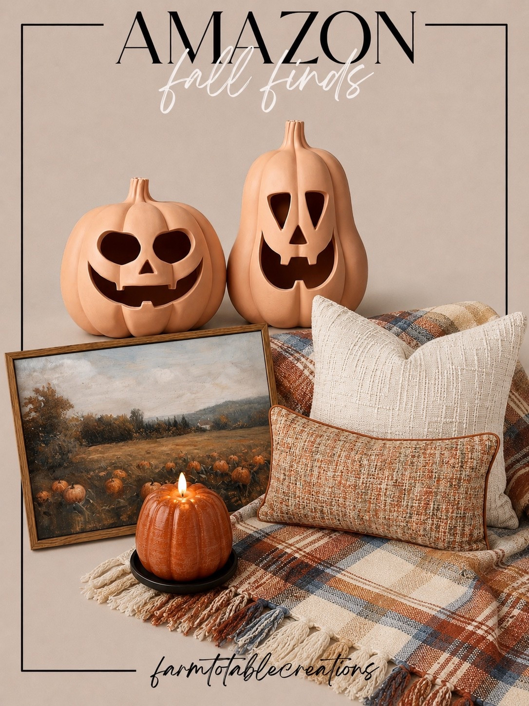 Amazon Fall Finds That Make Decorating So Easy 🎃🍂

If you’re ready to cozy up your home for fall, these Amazon finds are too good to pass up! From charming ceramic jack-o’-lanterns and a cozy plaid throw to textured pillows, pumpkin artwork, and a glowing candle, these pieces create the perfect blend of warm, inviting, and festive without overwhelming your space.

Follow @farmtotablecreations on Instagram for more cozy home finds and trending decor.

#LTKHome #AmazonFinds #AmazonHome #FallFinds #FallDecor #CozyHome #PumpkinDecor #HalloweenDecor #NeutralFallDecor #ModernFarmhouse #HomeDecor #AutumnDecor #CozySeason #FallHome #HomeInspo

#LTKSaleAlert #LTKHome