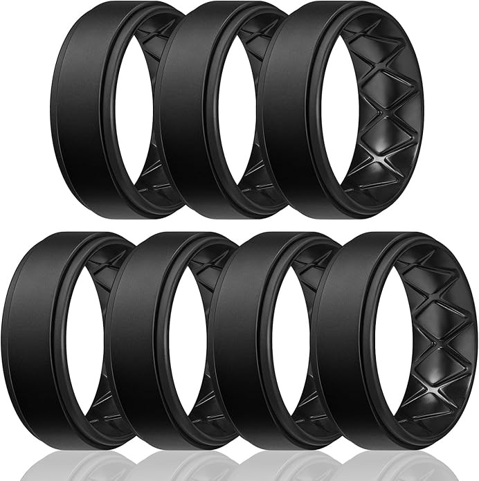 Egnaro Silicone Rings for Men 1/4/5/6/7 Multipack of Breathable Mens Silicone Rubber Wedding Ring... | Amazon (US)