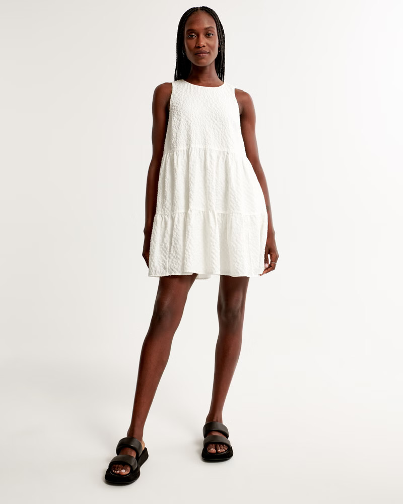 Seersucker Trapeze Mini Dress | Abercrombie & Fitch (US)