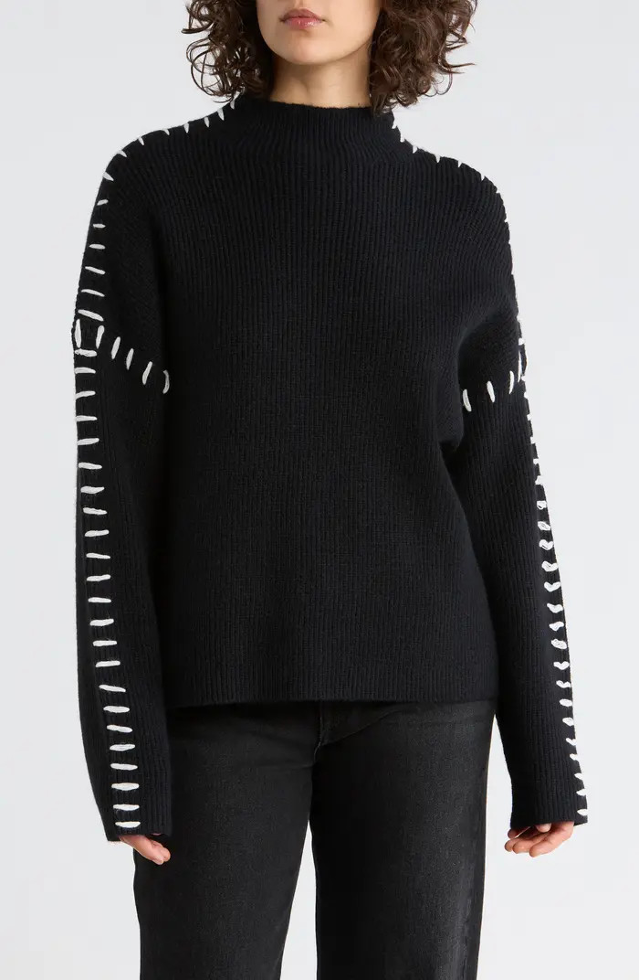 Contrast Stitch Mock Neck Sweater | Nordstrom Rack
