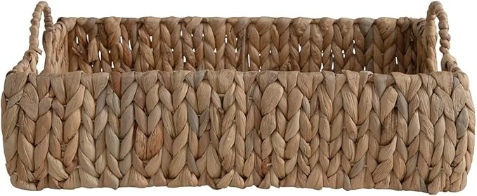 Bloomingville Hand-Woven Water Hyacinth Handles Tray, 18"L x 12"W x 5"H, Natural | Amazon (US)