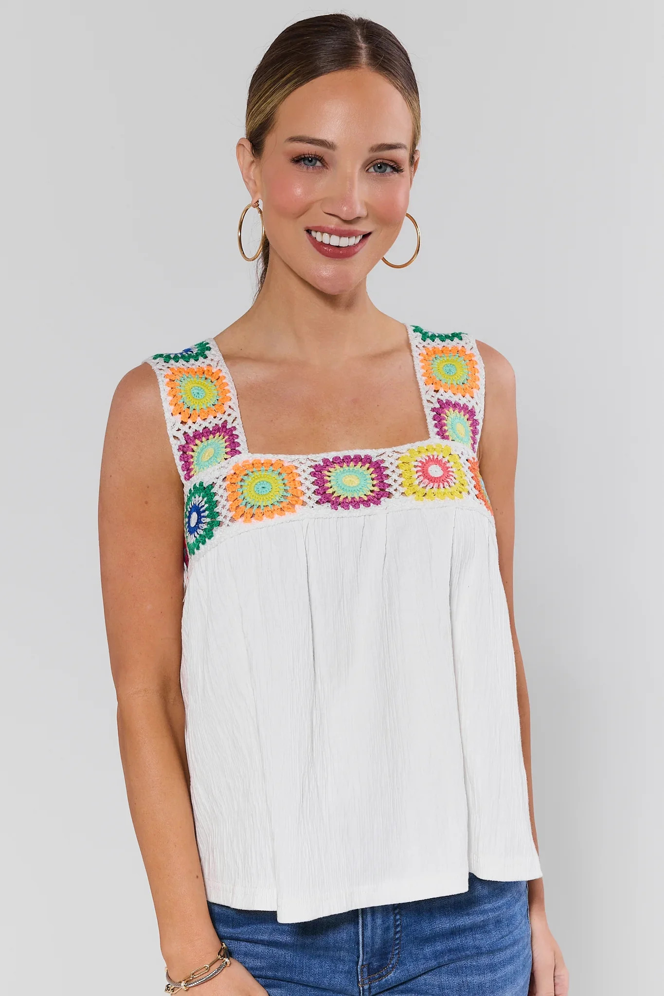 Poppy White Embroidered Trim Top | Avara