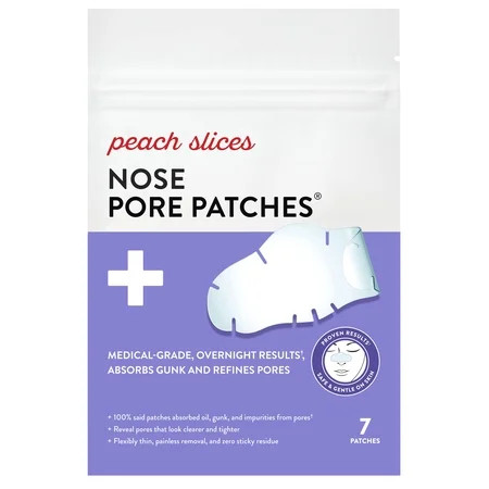 Peach Slices | Nose Pore Patches | Medical-Grade Hydrocolloid | Targets Pores & Pimples | Absorbs Oil Overnight | Vegan | Cruelty-Free | Facial Skin Care Products | 7 Ct | Walmart (US)
