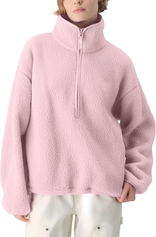 OPCAKM Women's Sherpa Fleece Jacket Quarter Zip Pullover Warm Oversized Sweatshirt Long Sleeve Te... | Amazon (US)