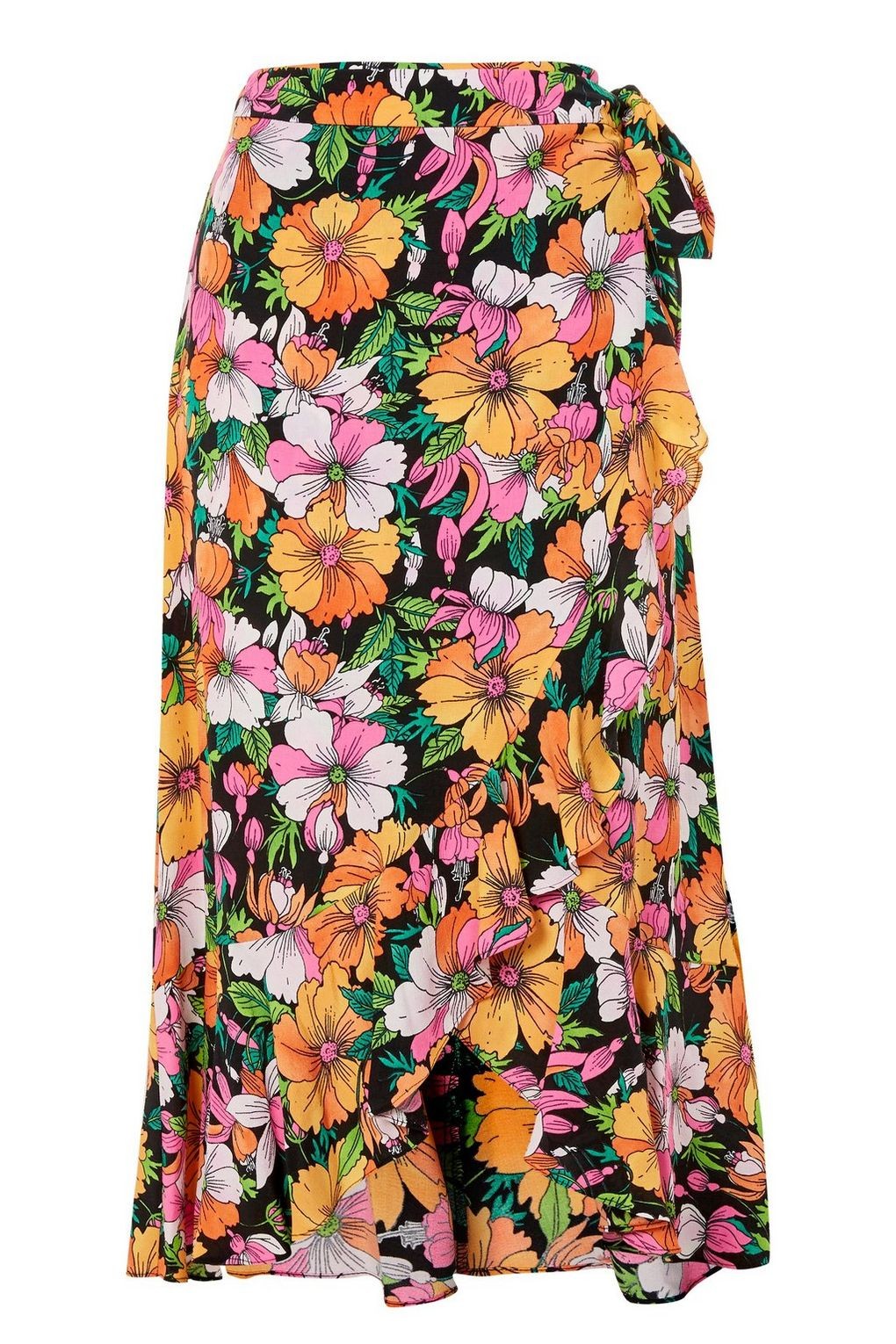 Heavy Petal Print Midi Skirt | Topshop US