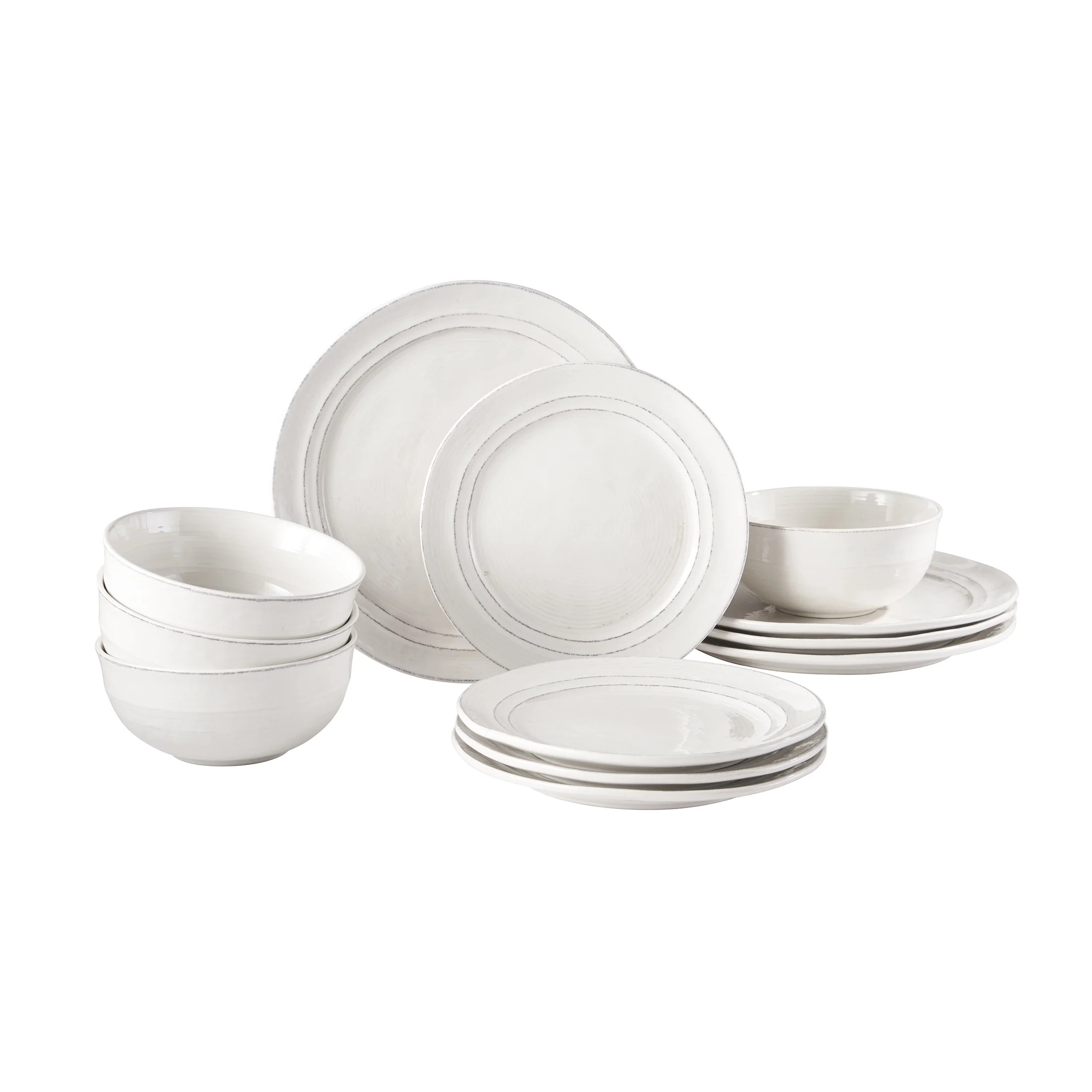 Better Homes & Gardens Artisan White Stoneware Dinnerware Set, 12-Piece | Walmart (US)