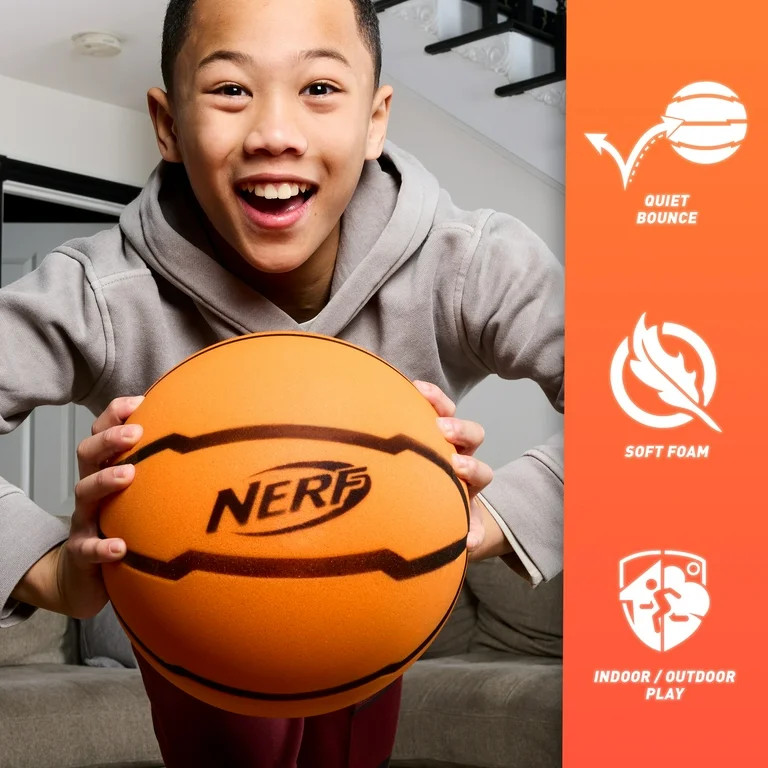 NERF Quietcourt Silent Foam Basketball - Quiet Ball for Indoor Dribbling Practice + Drills - 28.5... | Walmart (US)