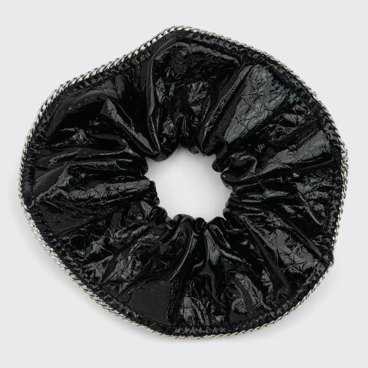 Patent Scrunchie with Chain - Black | Kitsch
