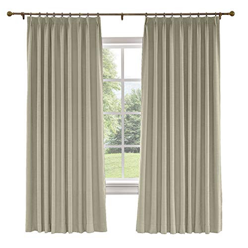 TWOPAGES 84 W x 96 L inch Pinch Pleat Darkening Drape Faux Linen Curtain with Blackout Lining Dra... | Amazon (US)