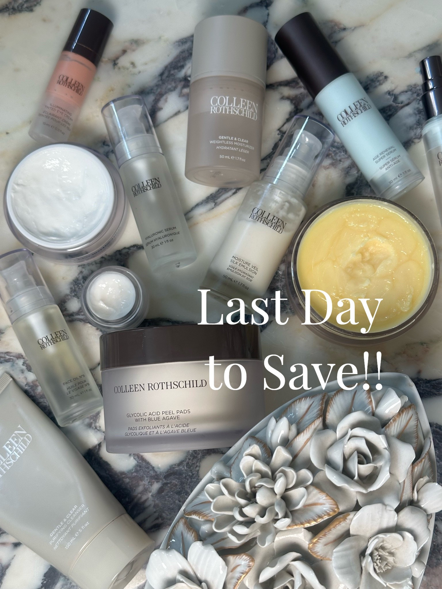 🚨Sale ends today! 5/25: 
Save on my entire CR routine!! 
Memorial Day Sale @Colleen Rothschild - Spend $100 get $25 off, spend $200 get $50 off, spend $300 get $100 off

Morning routine:
Gentle cleanser
Milky toner
Hyaluronic serum
Gentle and clear moisturizer
Tinted eye cream
Spffffff
Illuminating serum BEFORE foundation (or before the tinted color science spf in fair or light)

Night routine:
Cleansing balm
(Sometimes a scrub) 
Peel pads
Milky toner
Acne serum 
Silk emulsion 
Eye cream 
Retinol oil

#CRPartner

#LTKmorningroutine #LTKBeauty #LTKSaleAlert