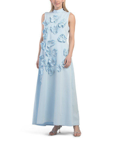 Sleeveless Mock Neck 3D Floral Dress For Women, Spandex/Cotton/Polyester | TJ Maxx