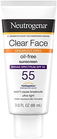 Neutrogena Clear Face Liquid Lotion Sunscreen for Acne-Prone Skin, Broad Spectrum SPF 55 with Hel... | Amazon (US)