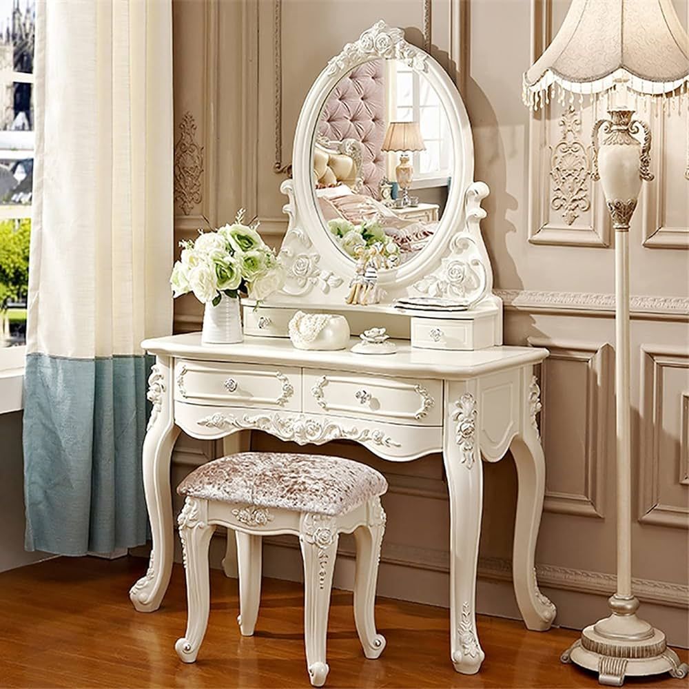 Makeup Vanity Set for Bedroom, Dresser Table European Style Dressing Table Bedroom French Simple ... | Amazon (CA)