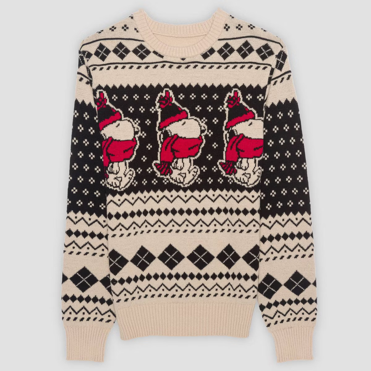 Men's Snoopy Scarf Graphic Sweater - Cream | Target