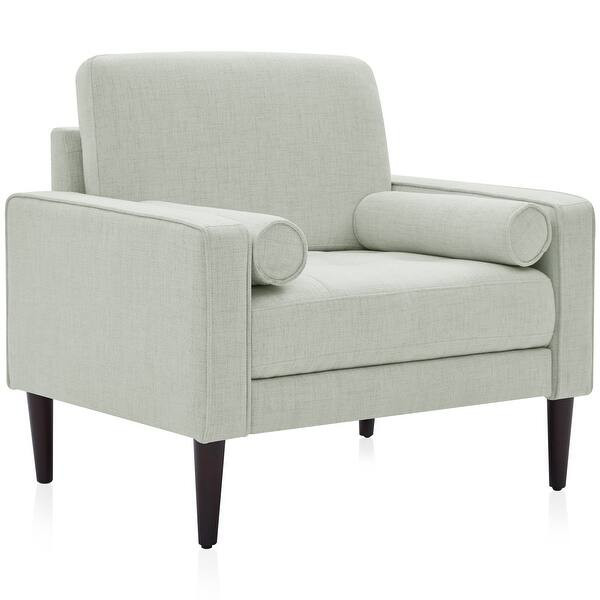 BELLEZE Erik Accent Chair Linen with Bolster Pillows, 6 Colors - 33.46"L x 28.74"W x 33.85"H - Wh... | Bed Bath & Beyond