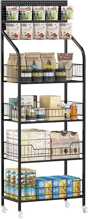 Nisorpa 4 Tier Supermarket Retail Display Racks, Free-Standing Metal Snack Candy Display Racks Sh... | Amazon (US)
