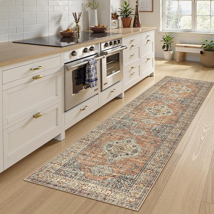 Lahome Oriental Washable Kitchen Runner Rug Non Slip, 2x8 Bathroom Runners for Hallways with Rubb... | Amazon (US)