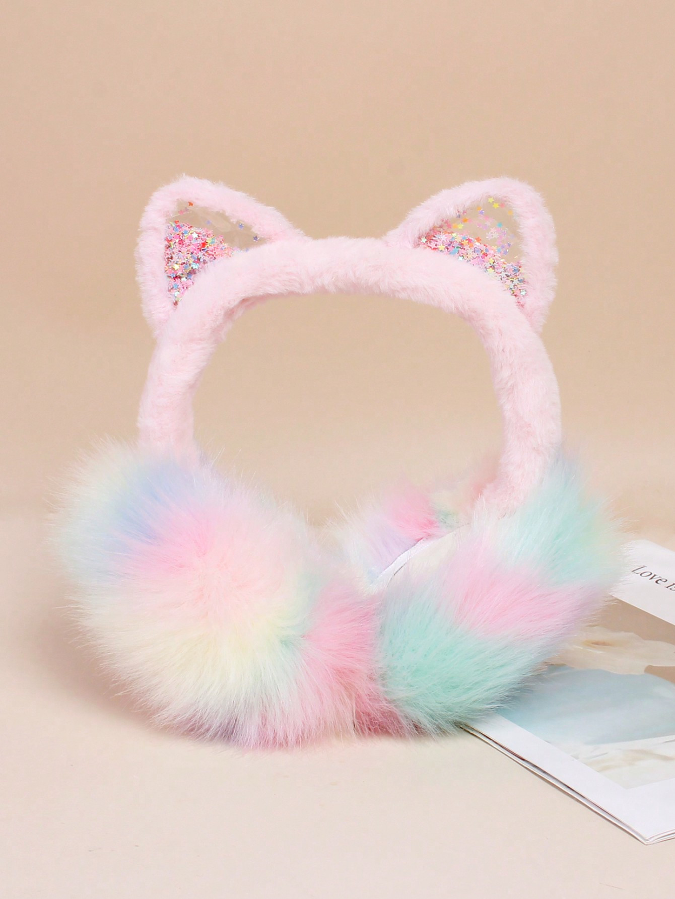 1pc Kids Cute Cat Ear Star Sequin Plush Earmuffs, Warm & Foldable For Autumn/Winter | SHEIN