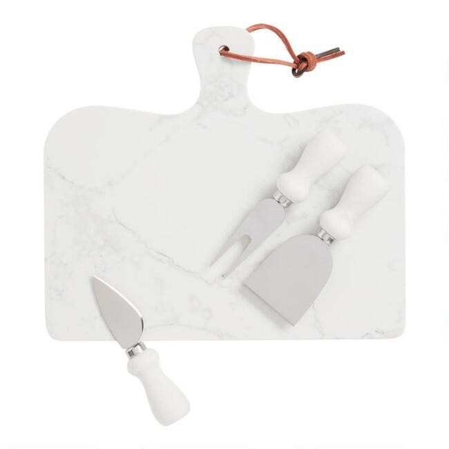 Marble Serving Board and Cheese Knife 4 Piece Set | World Market