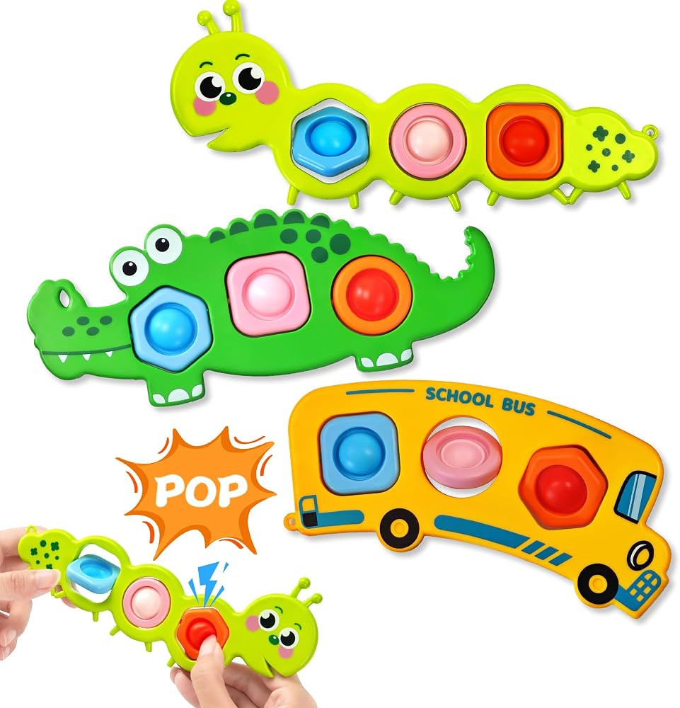Christmas Stocking Stuffer 3PC Fidget Popper Sensory Toys for Toddlers Girls, Boys Gift Goodie Ba... | Amazon (US)