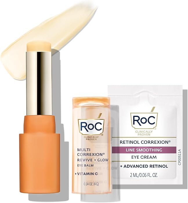 RoC Multi Correxion Revive + Glow Eye Balm with Vitamin C (0.14 oz) + Retinol Eye Cream Packette | Amazon (US)