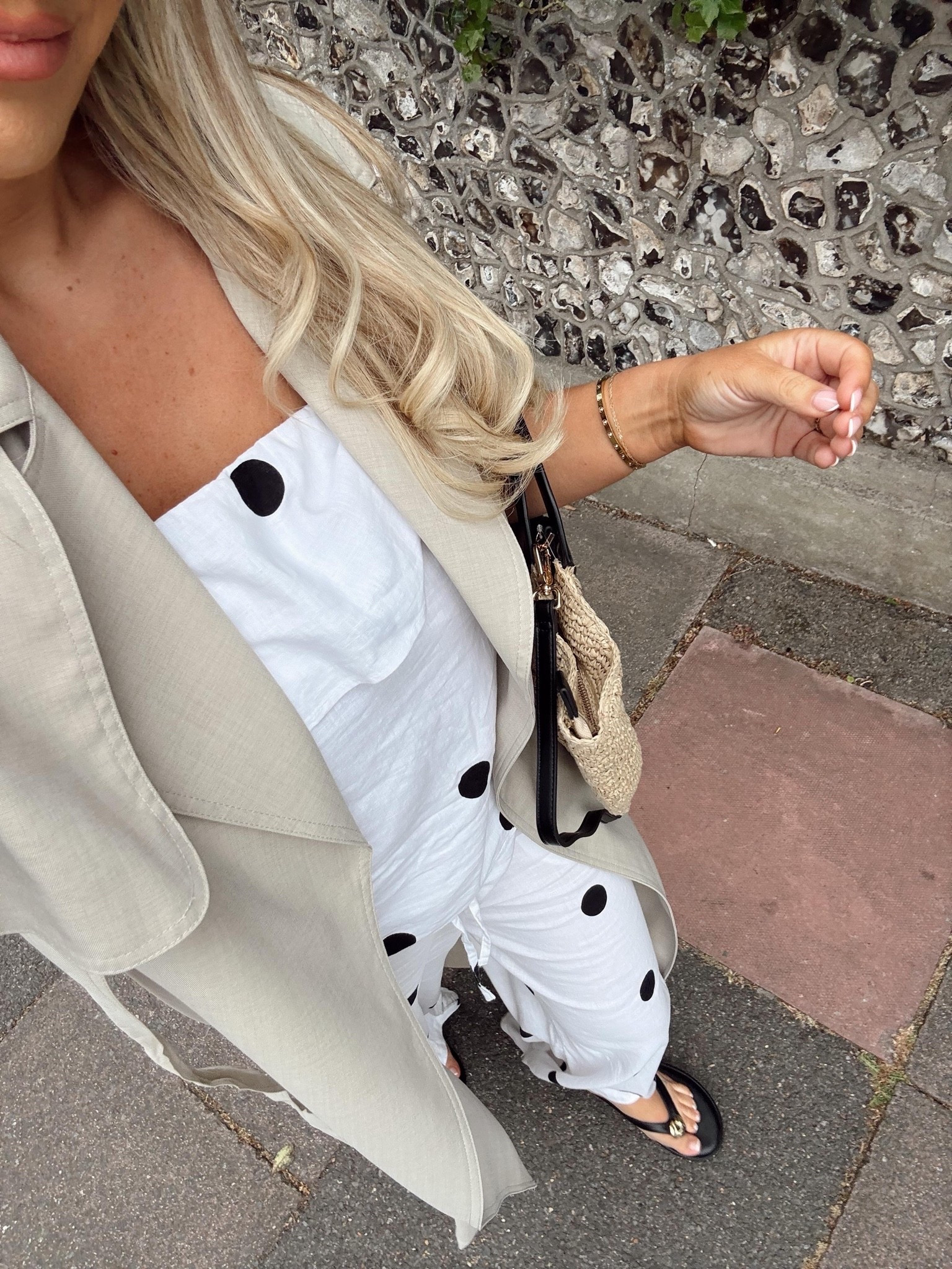 Polka dot obsessed 🖤🤍

Matching set, co-ord, linen, polka dots, light jacket, spring outfit, flip flops, basket bag

#LTKuk #LTKspring #LTKsummer