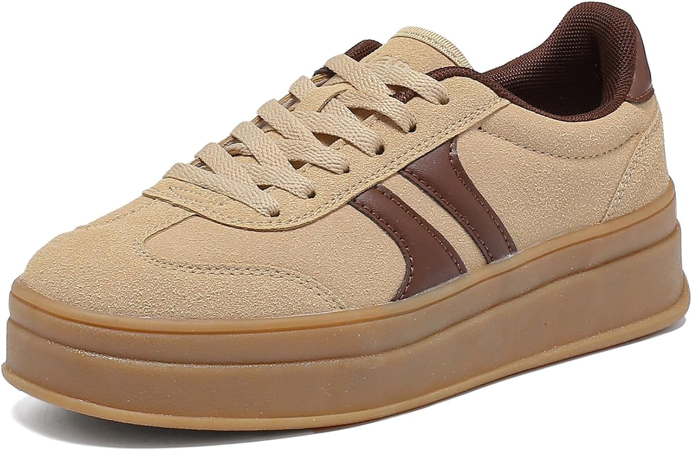 Lxuan Women's Gum Sole Fashion Sneakers-Thick Platform Sole,Anti-Slip Rubber,Lace-Up Comfort Walk... | Amazon (US)