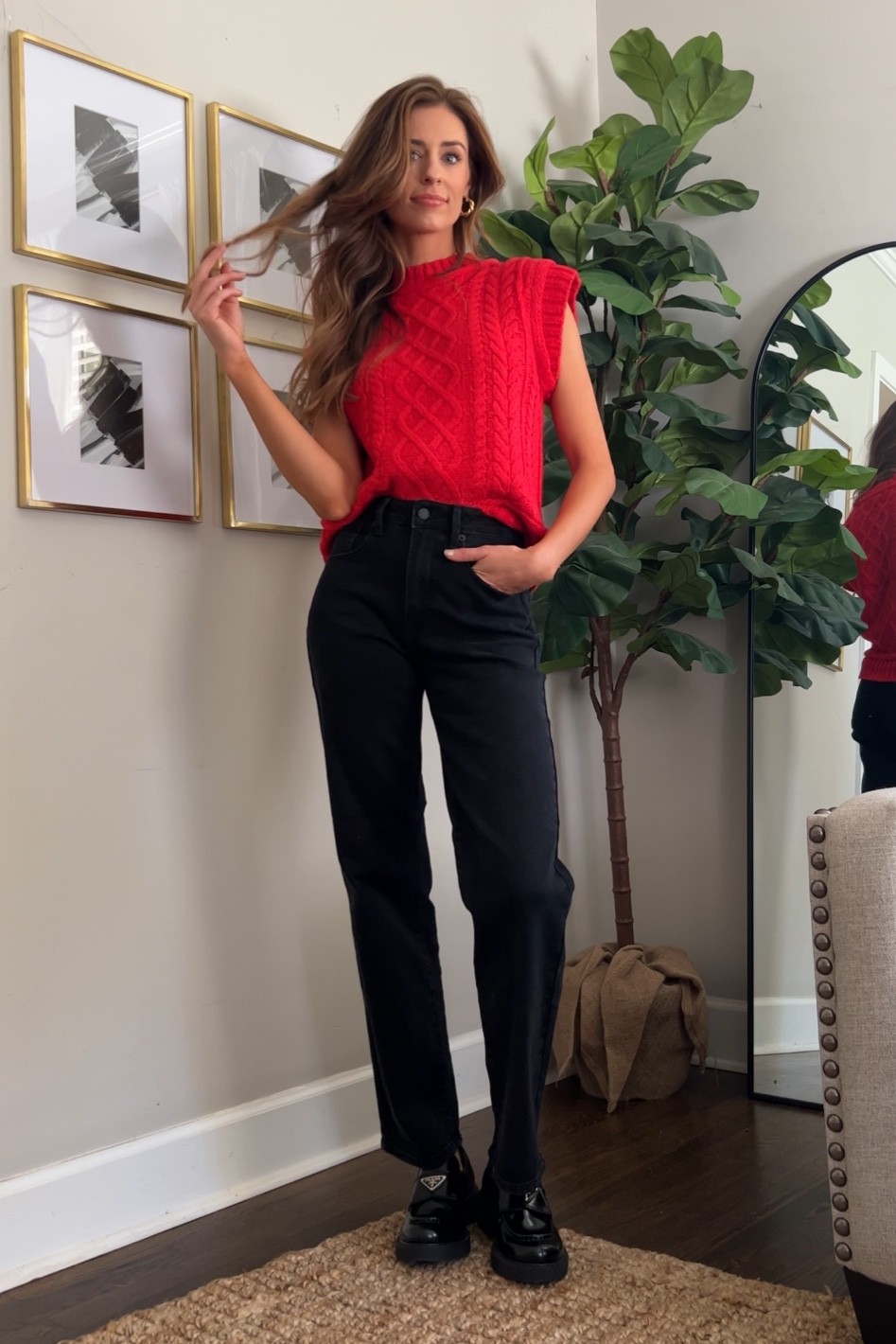 Red and black gameday outfit 🖤

Red sweater vest, black straight jeans, loafers outfit, short sleeve sweater, thanksgiving outfit 

#LTKSeasonal #LTKunder100 #LTKunder50