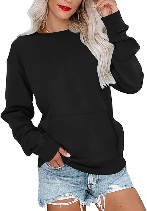 MISFAY Womens Oversized Sweatshirt Casual Long Sleeve Crewneck Hoodie Solid Pullover Lightweight ... | Amazon (US)