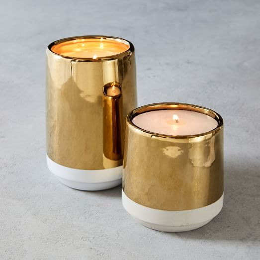 White + Gold Candle - Smoked Tonka | West Elm (US)