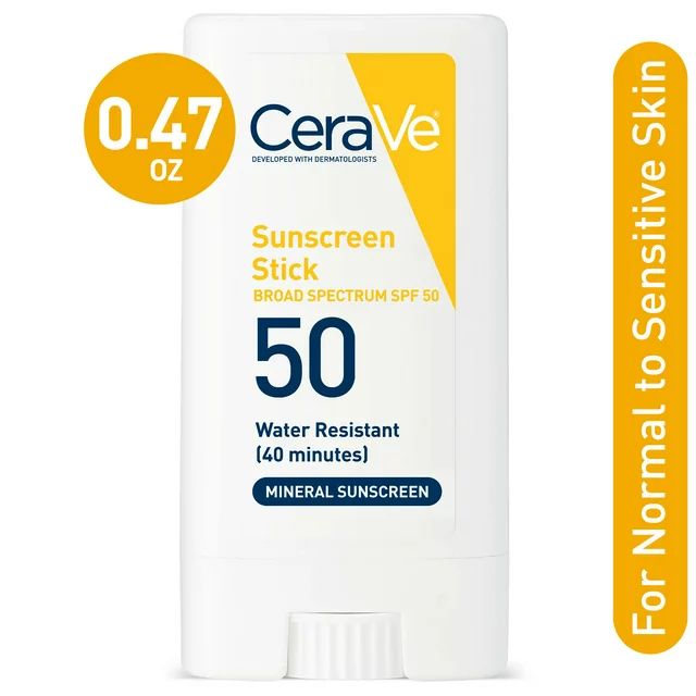 CeraVe Mineral Sunscreen Stick SPF 50 Body & Face Sunblock for Sensitive Skin, Kids & Adults 0.47... | Walmart (US)