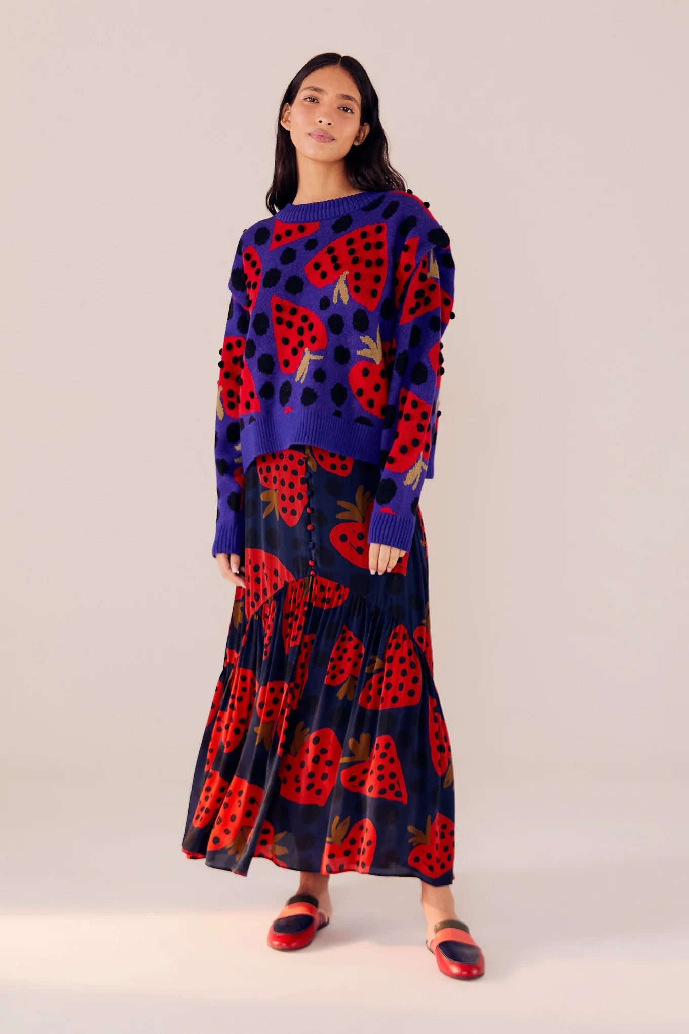 blue maxi heartberry sweater | FarmRio (US)