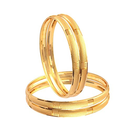 Jewar Bangles Indian Rajasthani Handmade Meena Work Gold Plated Ad Traditional Jewelry gifting wedding party (Golden with Etching work, 2.6) | Amazon (US)
