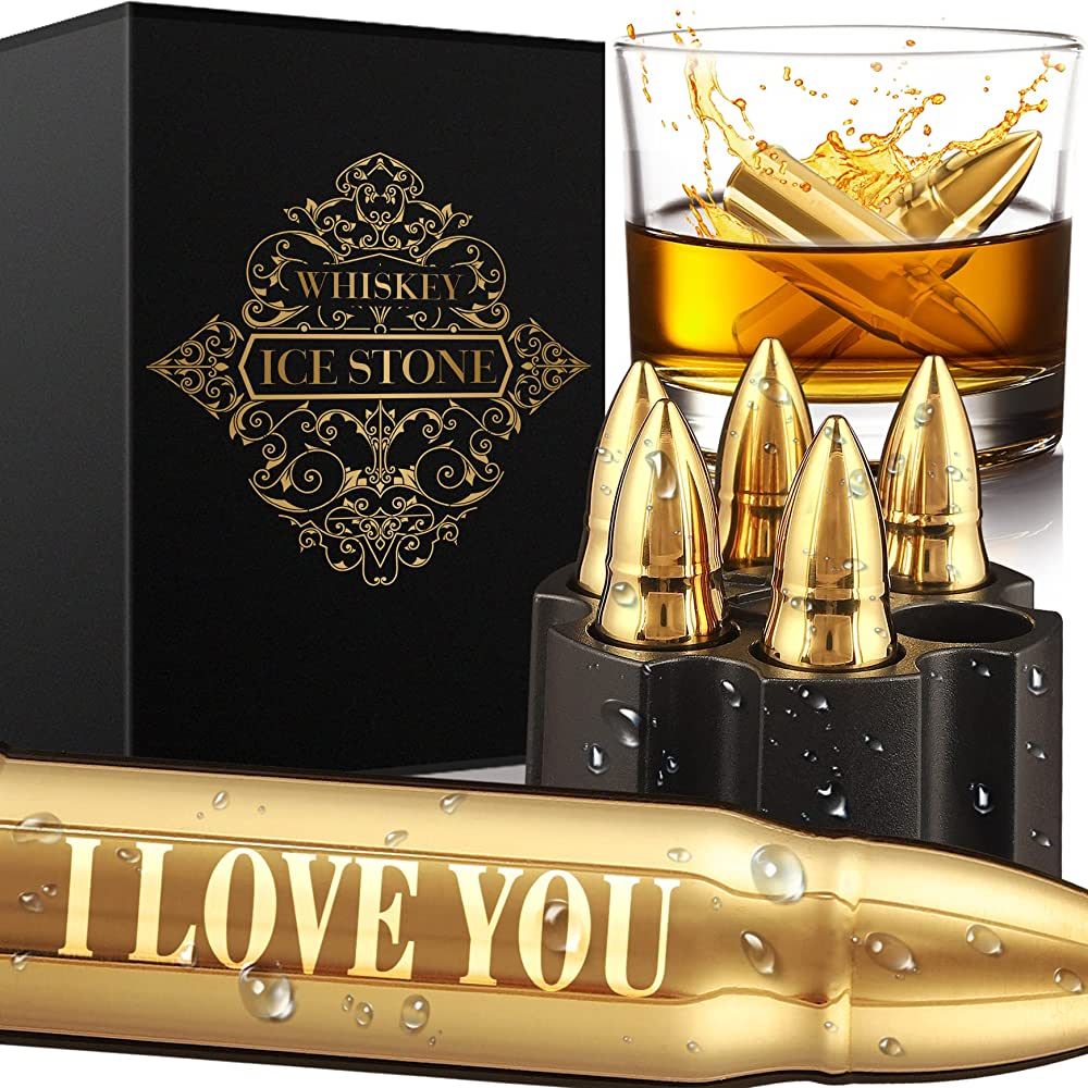 Valentines Day Love Gifts for Him Boyfriend Husband, -I Love You- Whiskey Stone Gold, Anniversary... | Amazon (US)