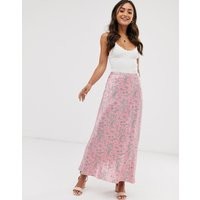 Ghost Lizzie distsy floral print satin midi skirt-Pink | ASOS CH