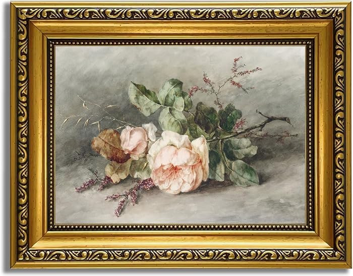 YD&YZY Pink Rose Wall Art 8x10 inch Gold Framed | Amazon (US)