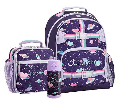 Mackenzie Rainbow Heart Galaxy Glow-in-the-Dark Backpack & Lunch Bundle, Set Of 3 | Pottery Barn Kids