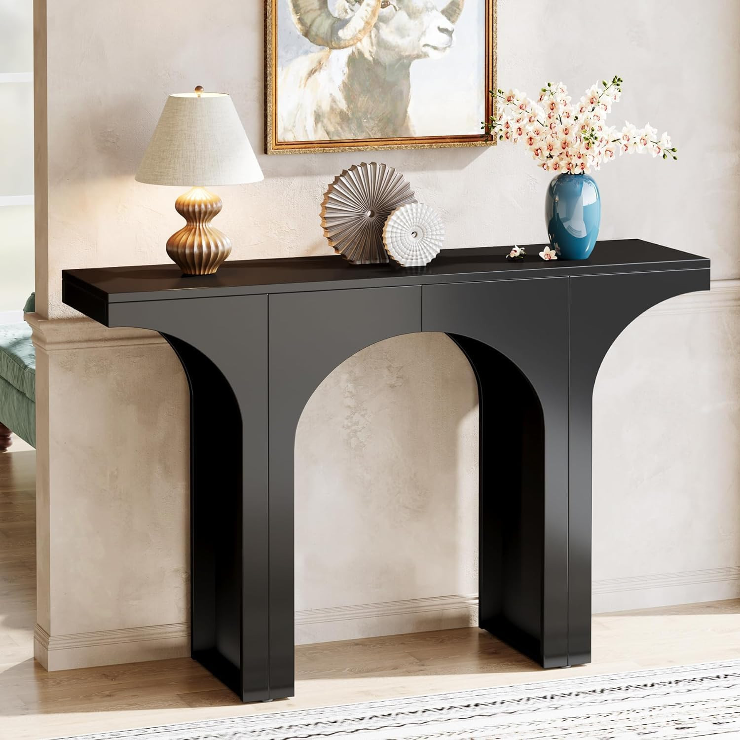 Tribesigns Black Console Table, 47-Inch Entryway Console Table, Wood Sofa Table Behind Couch with... | Amazon (US)