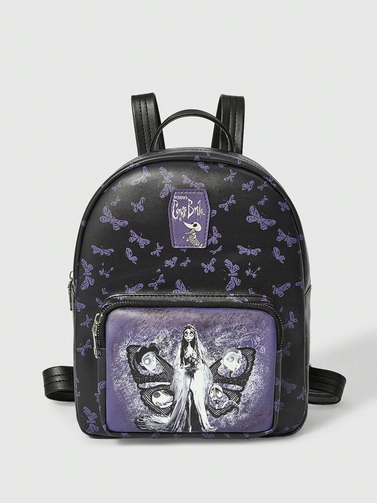Corpse Bride | ROMWE Cartoon Figure And Butterfly Print Fashion Backpack, School Backpack | SHEIN