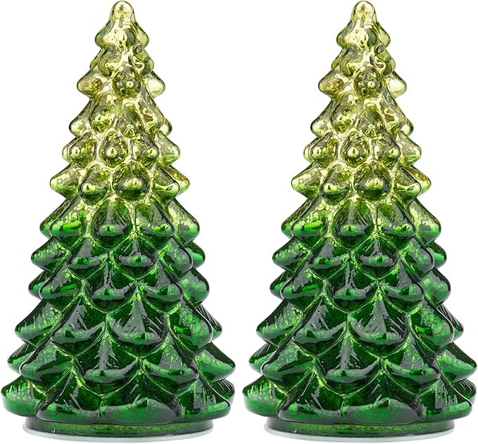 Mercury Glass Christmas Tree Green Xmas Trees Decorations Table Top Centerpiece Mantel Window Hom... | Amazon (US)
