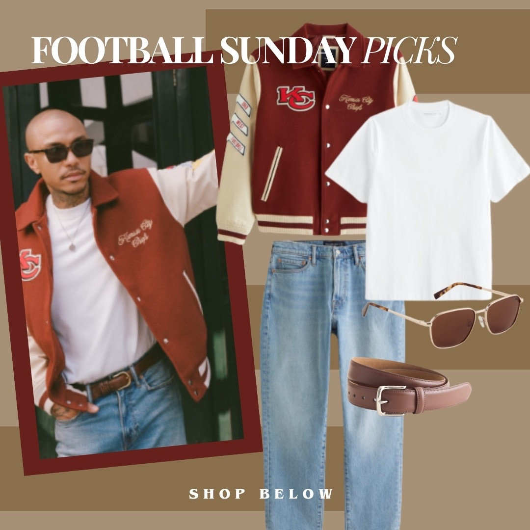 Abercrombie on sale! Kansas City chiefs, chiefs football, Football Sunday, looks for him, men’s style, men’s denim, basic men’s look, aviators, white tee, light wash denim. 

#LTKActive #LTKMens #LTKautumn
