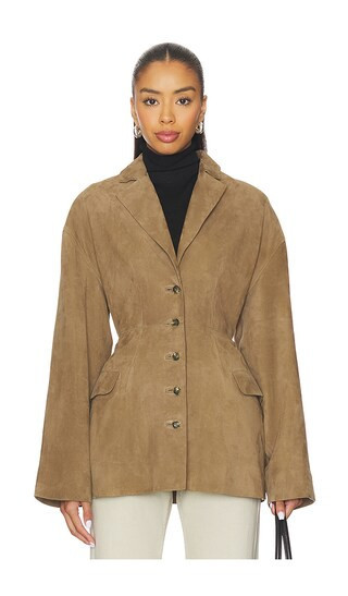 EAVES Salta Suede Jacket in Olive. - size XS | Revolve Clothing (Global)