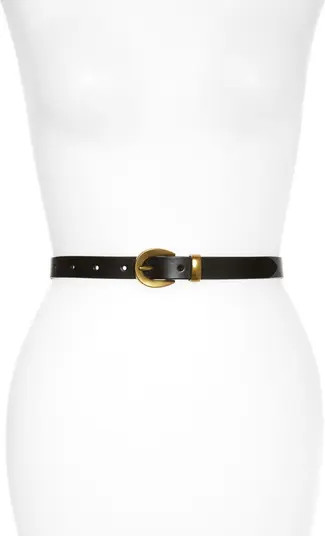 Chunky Buckle Leather Skinny Belt | Nordstrom