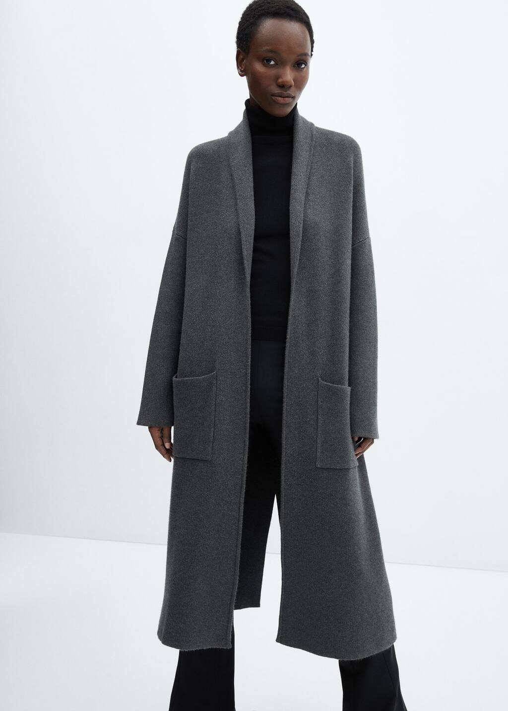 Oversized knitted coat with pockets -  Women | Mango USA | MANGO (US)