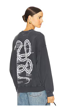 ANINE BING Jaci Sweatshirt Twisted Snake in Washed Black from Revolve.com | Revolve Clothing (Global)